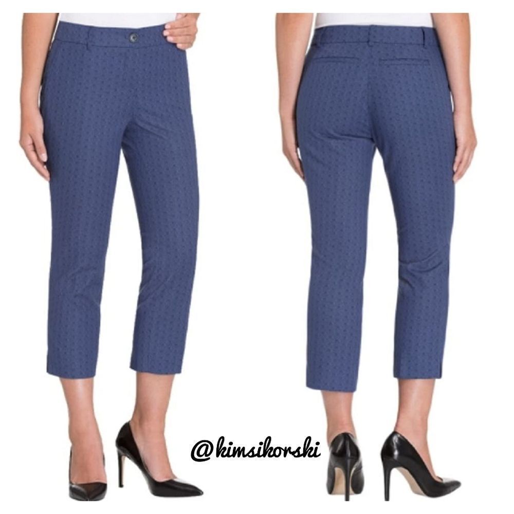 Hilary Radley Womens Stretch Slim Leg Crop‎ Pant Blue Combo 14